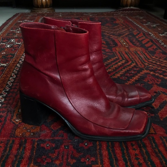 y2k red leather boots - Picture 4 of 8